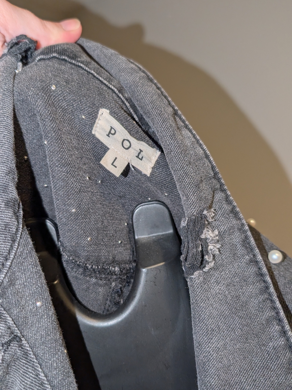 POL Black Denim Jacket with Pearl Studs & Star Appliqués - Picture 2 of 6